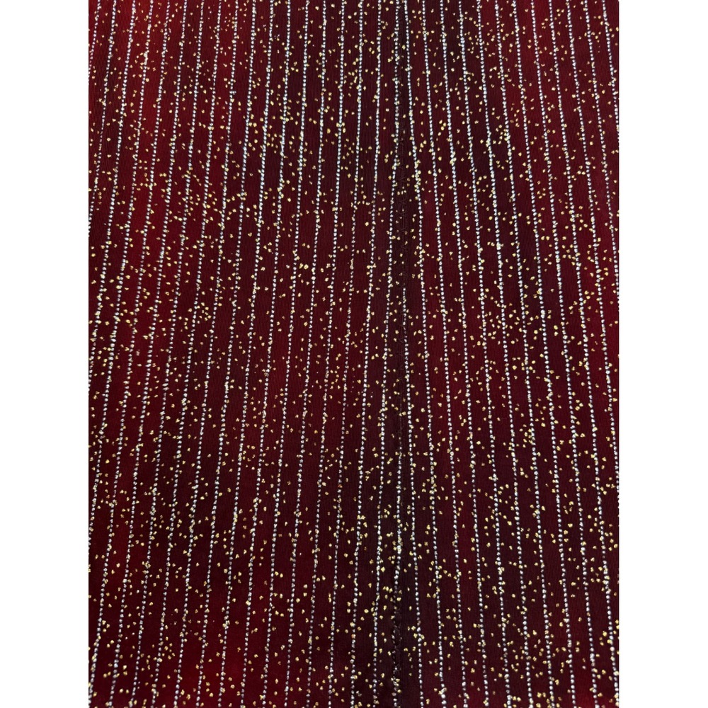 Vintage Y2K Burgundy Red Glitter Stripe Tank Top Lettuce Hem Scoop Neck Large - Picture 3 of 5